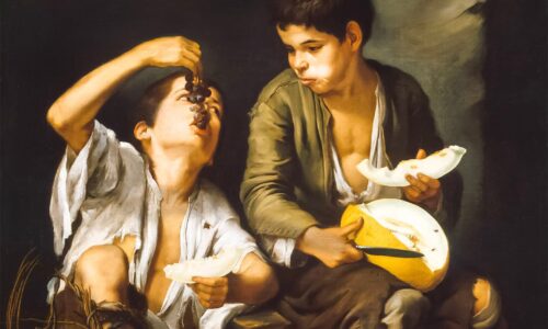 Children Eating Grapes and a Melon: Hunger and Laughter