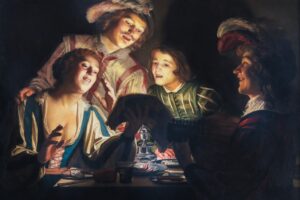 Musical Group by Candlelight: A Song Shared in Shadows